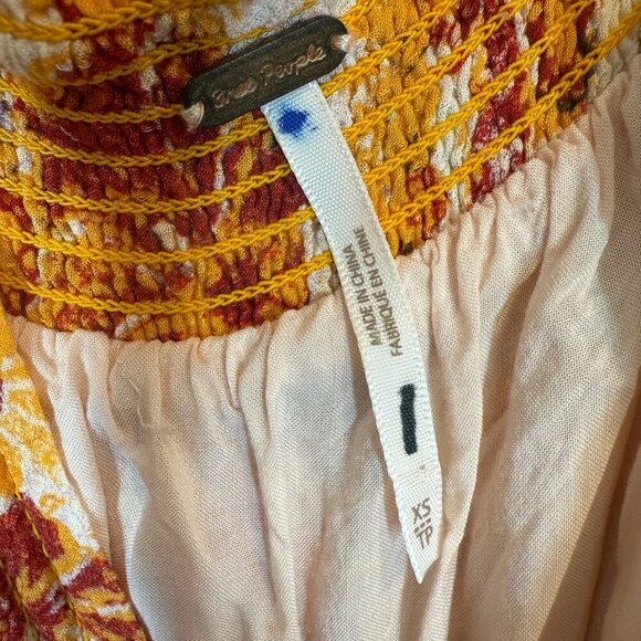 Free People Carmen Off the Shoulder Jumpsuit Orange Red Paisley XS - Picture 9 of 14